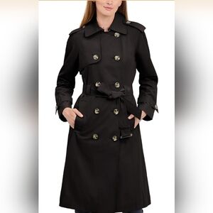 ​NWT London Fog Double Breasted Black Trench Coat Women’s 1X Plus Old Money
